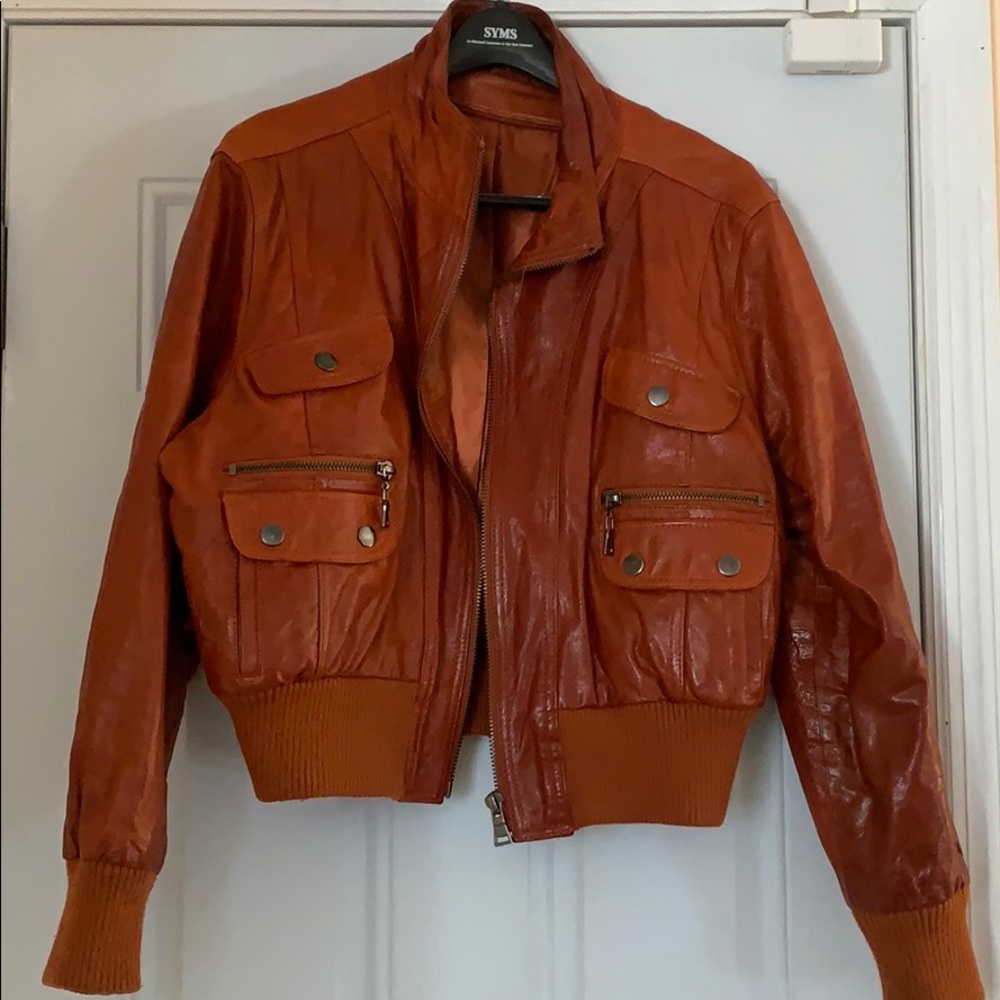 Leather bomber style jacket